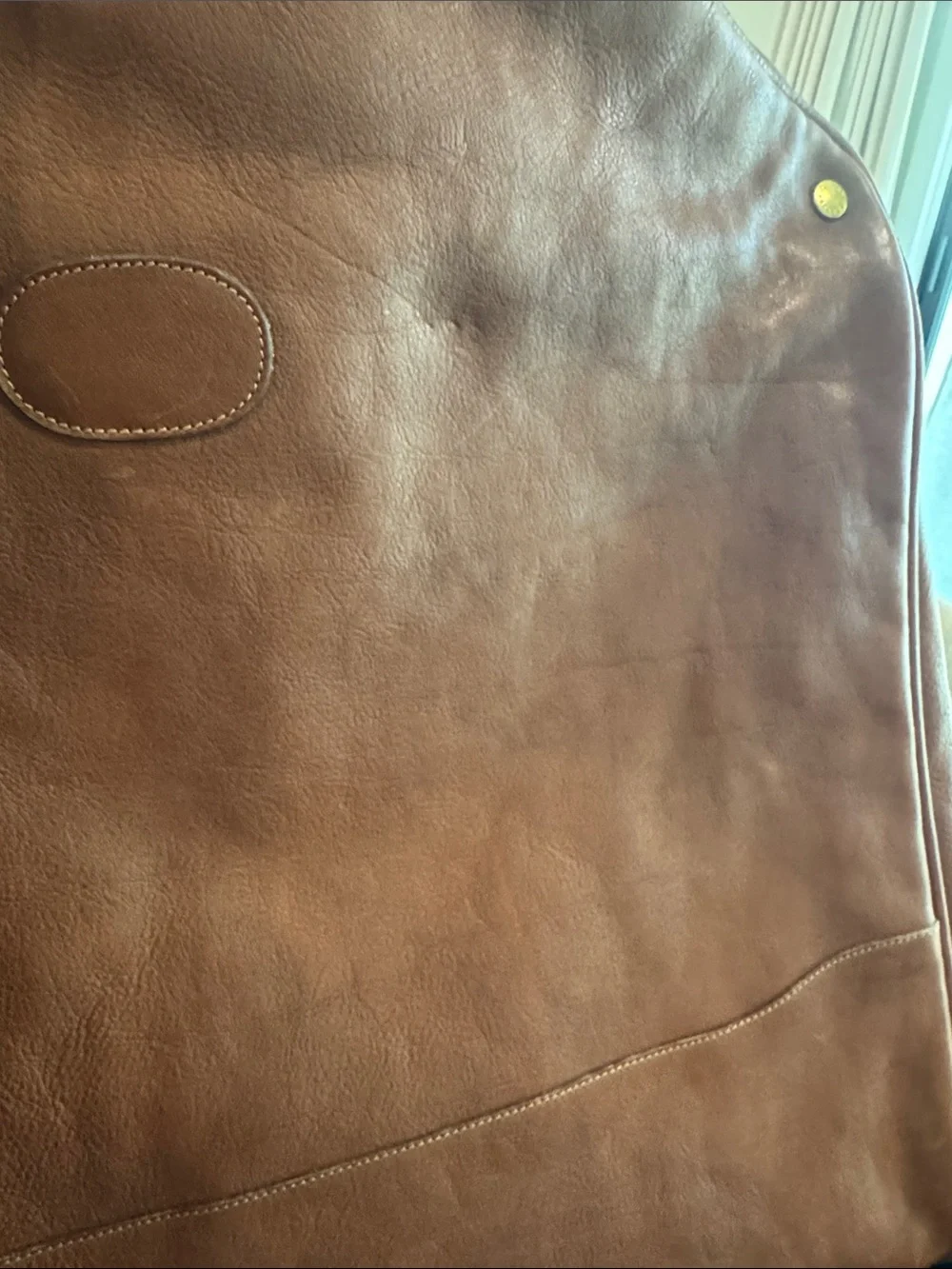 Ghurka No 173 Brown Leather garments bag with Embossed Crest and Gold Hardware